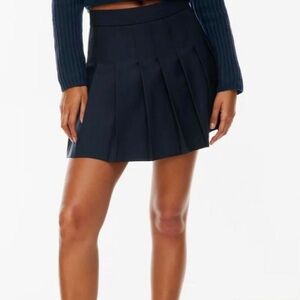 Aritzia Sunday Best Navy Pleated Skirt